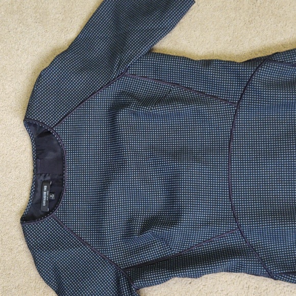 EUC Lafayette 148 navy blue dot midi dress - Picture 2 of 7